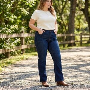 Vintage LRL Ralph Lauren Classic Bootcut Flap Pocket Dark Wash Jeans Size 14